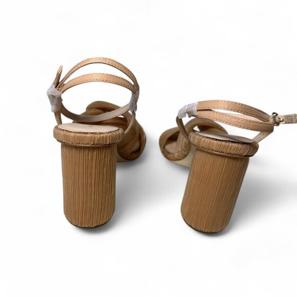 Loeffler Randall Reed Pleated Twist Heel in Peach Polyester Pink Sz 7 B NIB - Picture 4 of 14